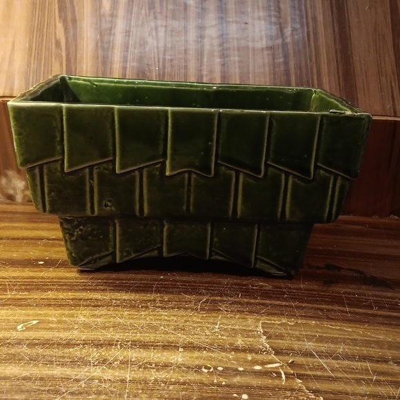 Vintage 1960s MCM Cookson pottery USA green glazed succulent planter - Picture 1 of 8